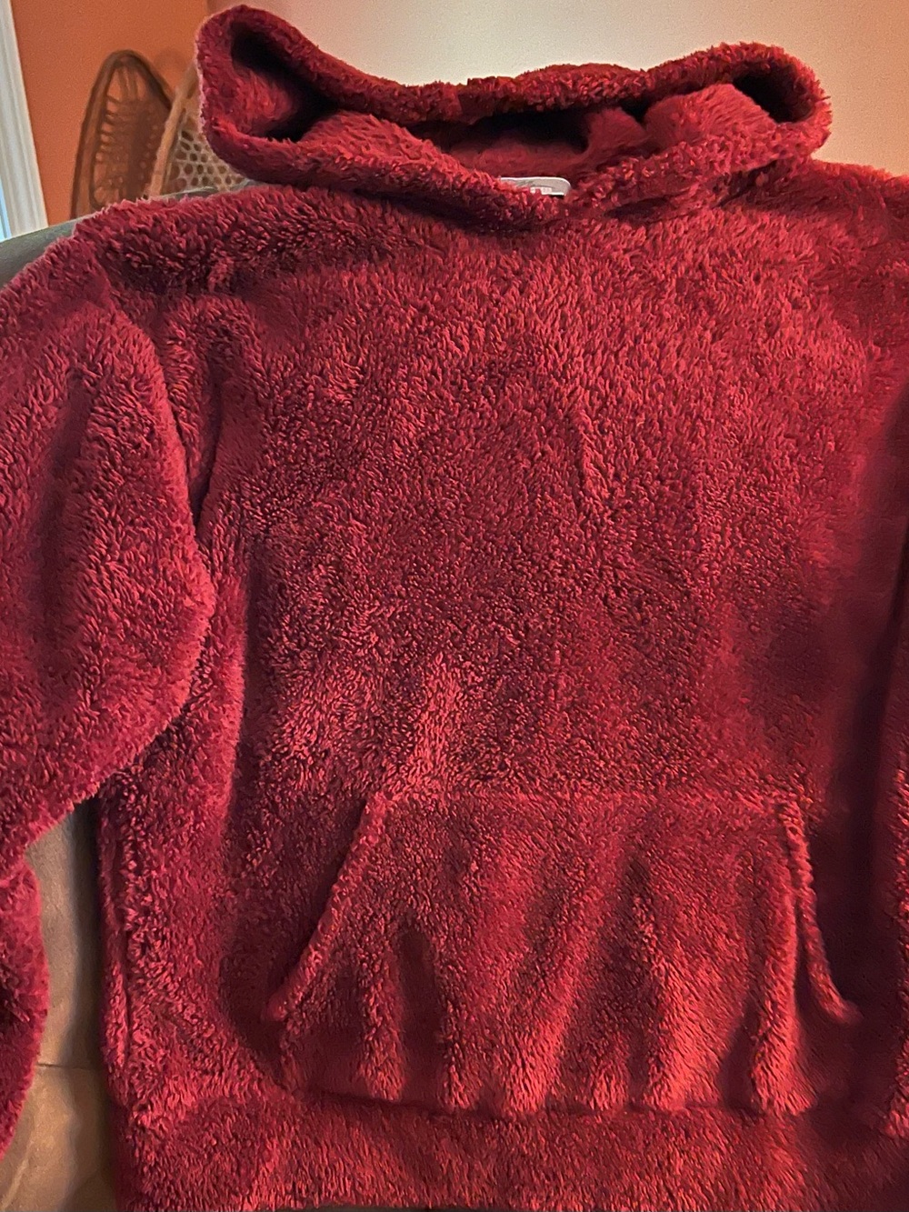 Super soft plush hoodie with front pocket